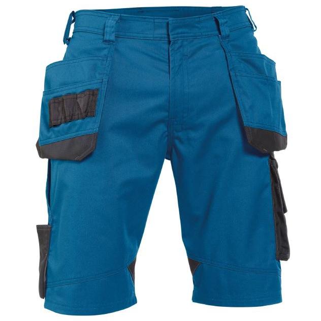 Korte werkbroek met multizakken azuurblauw